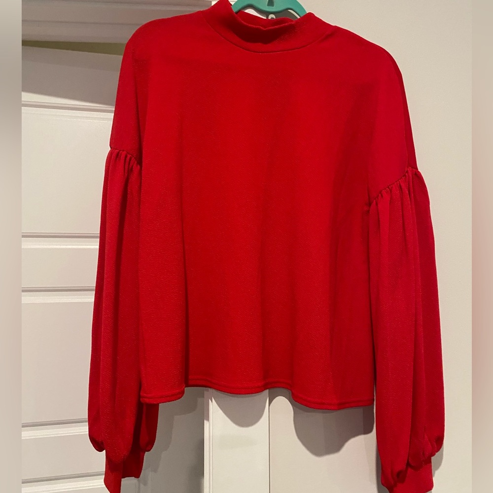 Shein red puffy sleeves